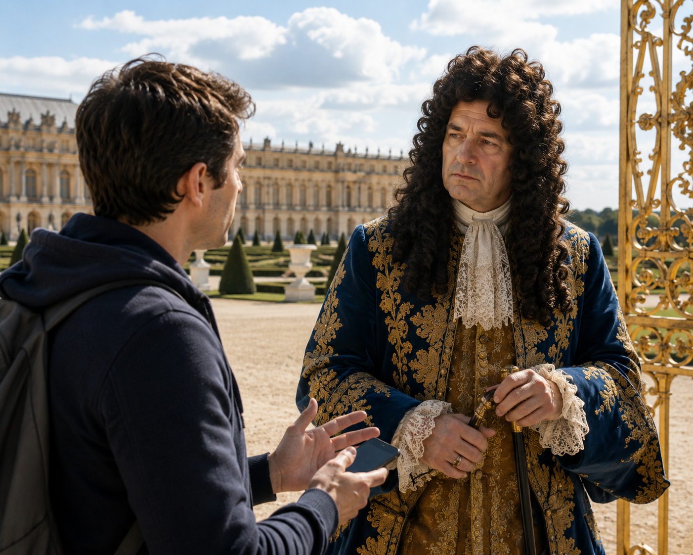Dialogue avec Louis XIV devant Versailles